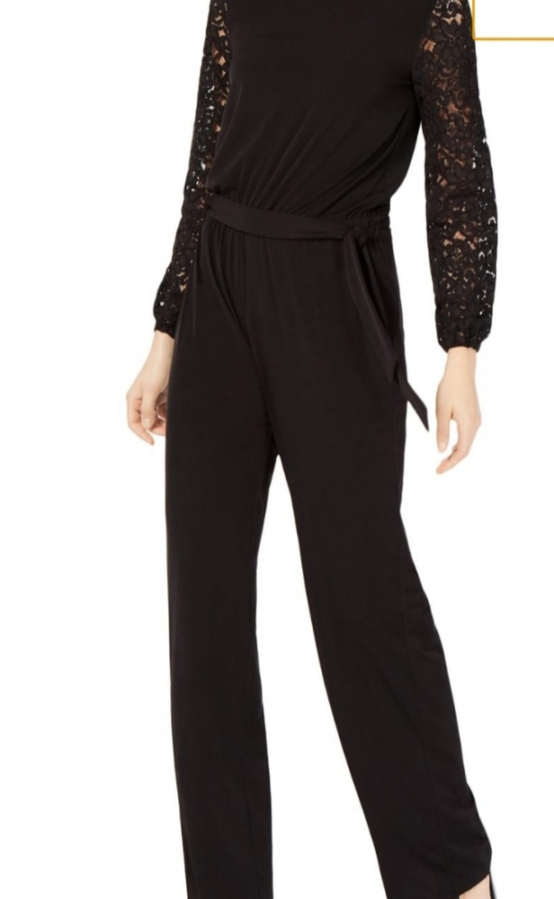 Black Michael Kors jumpsuit with long lace sleeves